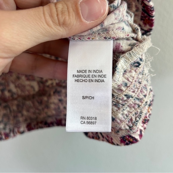 Lucky Brand Floral Peasant Top Tassel Blouse Size Small - Picture 4 of 5